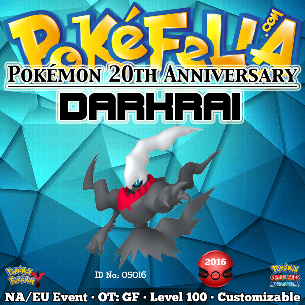 Pokmon 20th Anniversary Darkrai OT: GF ID No. 05016 North Ameri | Pokefella - Pokemon Genning, Editing, Living Dex Transfer Services Pokmon 20th Anniversary Darkrai OT: GF ID No. 05016 North Ameri | Pokefella - Pokemon Genning, Editing, Living Dex Transfer Services