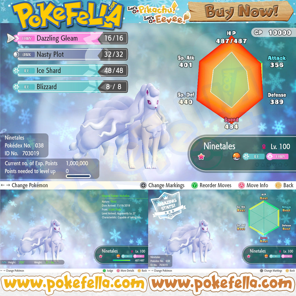 Alolan Ninetales • Battle-ready • Max IVs/AVs • Level 100 • Let’s