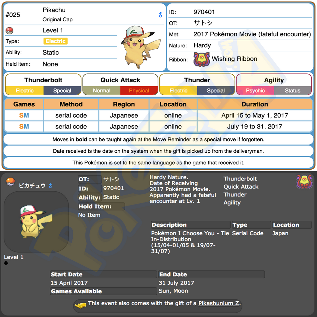 Ash Pikachu • Original, Hoenn, Sinnoh, Unova, Kalos, Alola Cap/Hat • OT: サトシ • Pokemon I Choose You