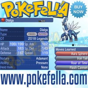 Dialga Pokemon Legendary Celebration Distribution 2018 Legends Pressure Aura Sphere Iron Tail Roar of Time Flash Cannon for sale buy now Pokemon Sun Moon Ultra Sun Ultra Moon