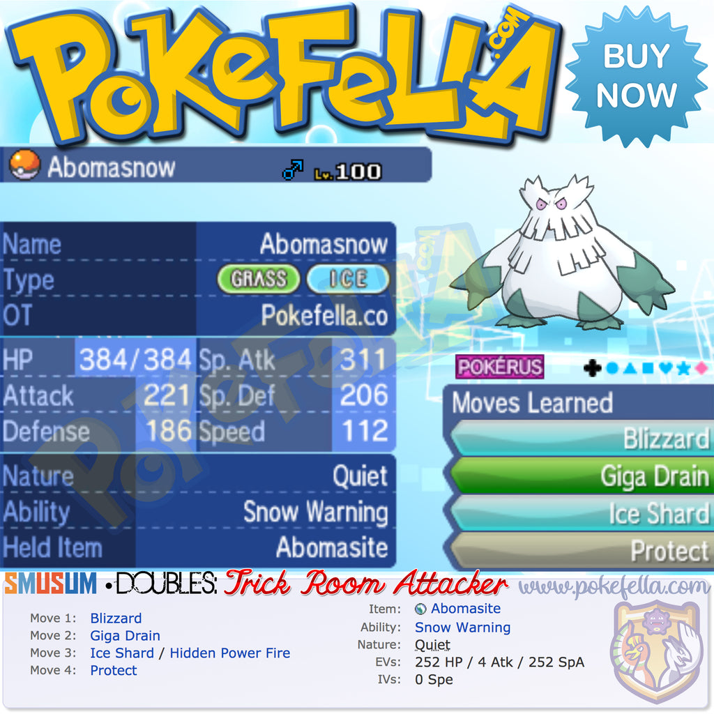 Mega Abomasnow • Doubles: Trick Room Attacker • Battle-Ready, 5IVS