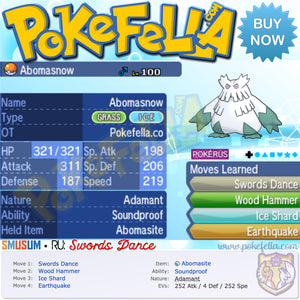 Mega Abomasnow • Smogon RU: Swords Dance • Battle-Ready, 6IVS, Shiny, Customizable