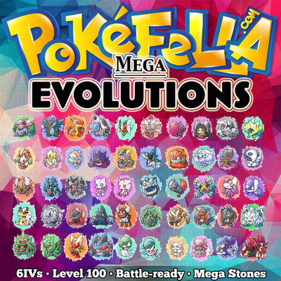 Mega Venusaur, Charizard X Y, Blastoise, Beedrill, Pidgeot, Medicham,Sableye, Mawile, Aggron, Manectric, Alakazam, Slowbro, Gengr, Kangaskhan, Sharpedo, Magcargo, Altaria, Banette, Absol, Pinsir, Gyarados, Aerodactyl, Mewtwo X Y, Glalie, Salamence, Metagross, Latios, Latias, Ampharos, Steelix, Scizor, Heracross, Houndoom, Rayquaza, Lopunny, Garchomp, Lucario, Abomasnow, Tyranitar, Sceptile, Blaziken, Swampert, Gardevoir, Gallade, Audino, Diancie, Primal Kyogre, Primal Groudon 