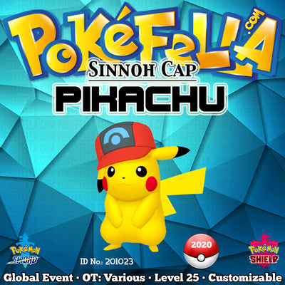 Sinnoh Cap Pikachu • OT: サトシ, Ash, Sacha, 지우, 小智 • ID No. 201023 • Worldwide 2020 Event