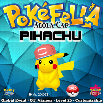 Alola Cap Pikachu • OT: サトシ, Ash, Sacha, 지우, 小智 • ID No. 201023 • Worldwide 2020 Event