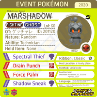 Pokémon Scrap Marshadow • OT: ゲッチャレ • ID No. 201120 • Japan 2020 Event