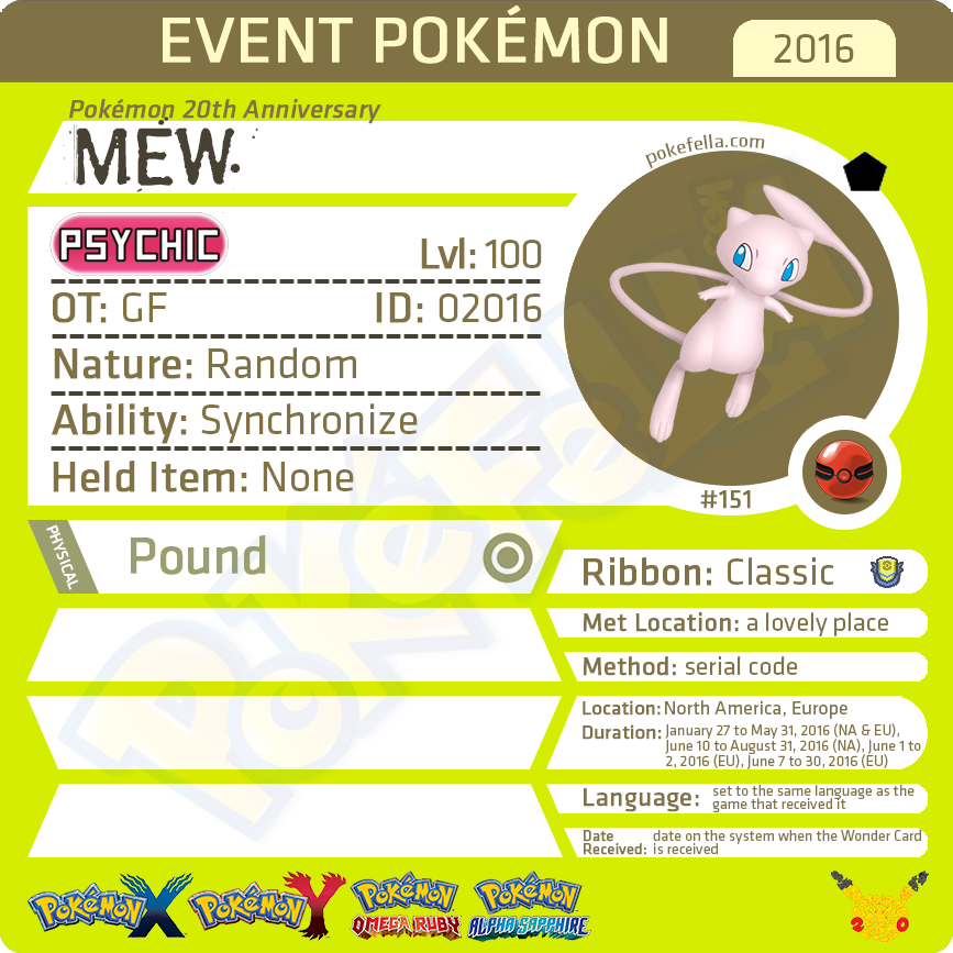 Buy the 20th Anniversary Mythical Pokmon Mew, Celebi, Jirachi, Darkrai, Manaphy, Shaymin, Arceus, Victini, Keldeo, Genesect & Meloetta | Pokefella - Pokemon Genning, Editing, Living Dex Transfer Services Buy the 20th Anniversary Mythical Pokmon Mew, Celebi, Jirachi, Darkrai, Manaphy, Shaymin, Arceus, Victini, Keldeo, Genesect & Meloetta | Pokefella - Pokemon Genning, Editing, Living Dex Transfer Services