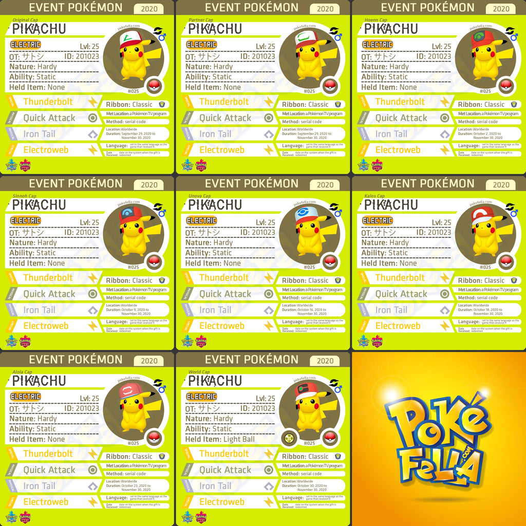 Ash Cap Pikachu Event Bundle OT: , Ash, Sacha, , ID No. 20 | Pokefella - Pokemon Genning, Editing, Living Dex Transfer Services Ash Cap Pikachu Event Bundle OT: , Ash, Sacha, , ID No. 20 | Pokefella - Pokemon Genning, Editing, Living Dex Transfer Services