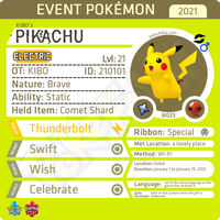 KIBO's Pikachu • OT: KIBO • ID No. 210101 • Worldwide 2021 Event