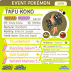 PGL Ultra Final Online Competition Shiny Tapu Koko • OT: Melemele, Mele-Mele, Mele Mele, メレメレ, 멜레멜레 • ID No. 191004 • Worldwide 2019 Event