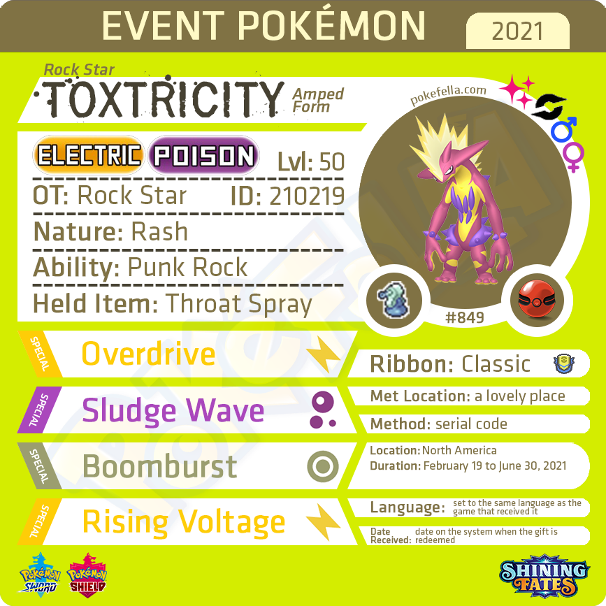 Pokemon Spada e Scudo: codice per Toxtricity Cromatico gratis da Pokemon Spada e Scudo: codice per Toxtricity Cromatico gratis da