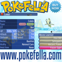 Ilex Forest Celebi • OT: Ilex • ID No. 101500 • Pokemon Gold & Silver Virtual Console North American 2017 Event New Nintendo 3DS 2DS XL Pokemon Sun Moon Ultra Sun Ultra Moon Natural Cure Heal Bell, Ancient Power, Future Sight, Safeguard