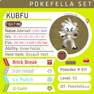 ultra square shiny Kubfu • Competitive • 6IVs • Level 50 • Online Battle-ready