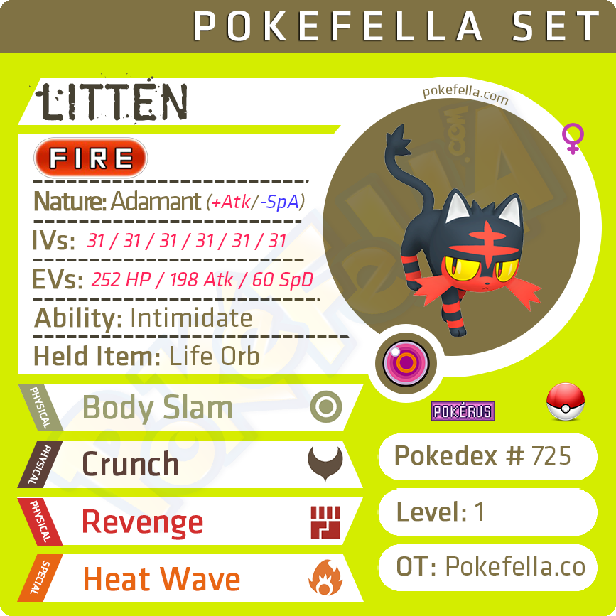 Litten • Competitive • 6IVs • Level 1 • Hidden Ability • Egg Moves | Pokefella