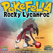 Rocky Lycanroc • OT: Rocky • ID No. 051517 • Pokémon - Gamestop Guardians Rising Tie-In 2017 Event Ultra Sun Moon New Nintendo 3DS 2DS XL Life Orb No Guard Stone Edge Fire Punch Sucker Punch Swords Dance