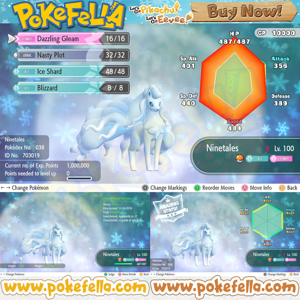 Alolan Ninetales • Battle-ready • Max IVs/AVs • Level 100 • Let’s