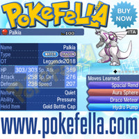 Dialga & Palkia • OT: Leggende2018 • ID No. 020218 • Level 100 • Pokémon Ultra Sun & Ultra Moon Pokémon Legendary Celebration Distribution 2018