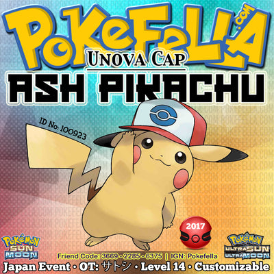 Ash Pikachu • Unova Cap/Hat • OT: サトシ • ID No. 100923 • Pokemon I Choose You - Tie In-Distribution Japan 2017 Event