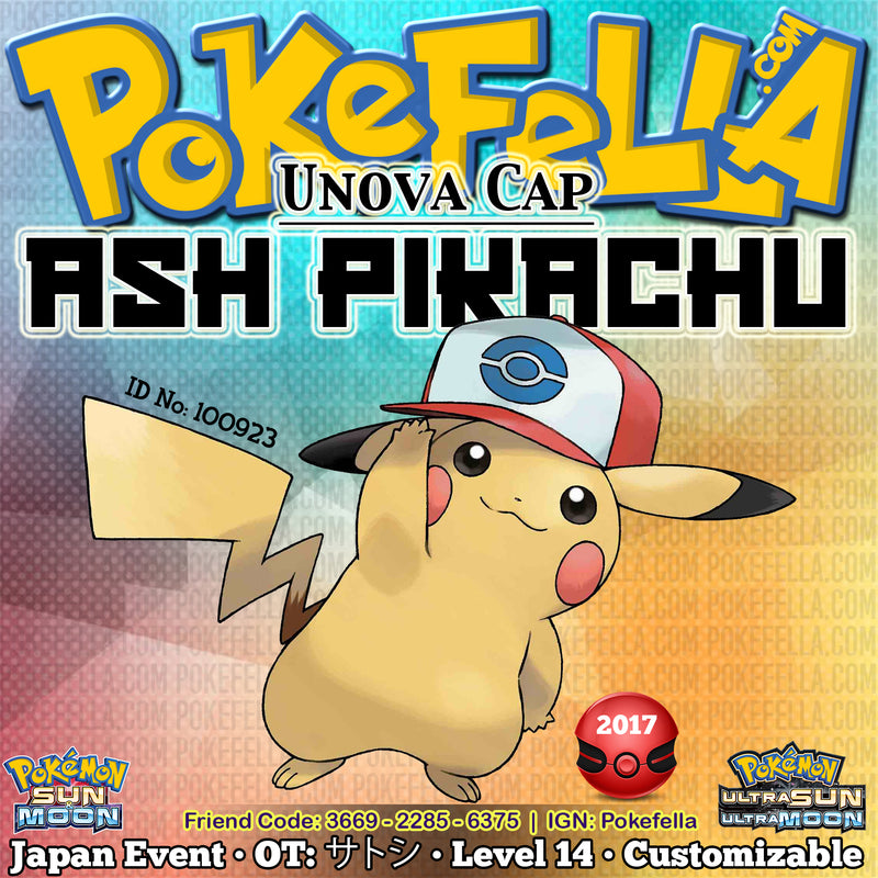 Ash Pikachu • Unova Cap/Hat • OT: サトシ • ID 100923 • Pokemon I Choose You
