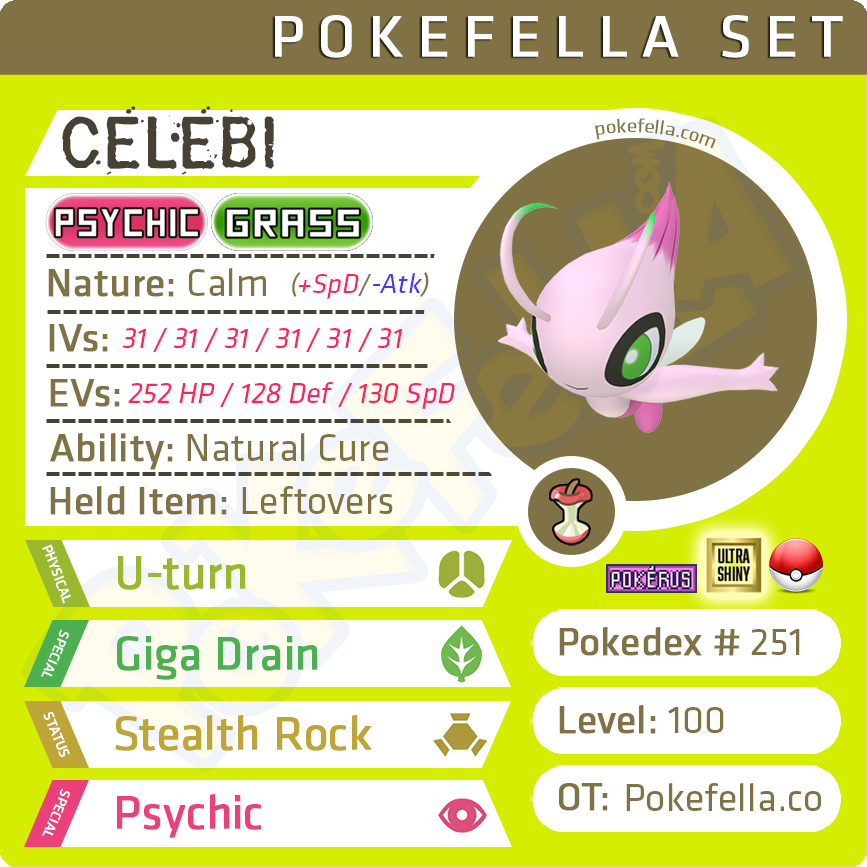Celebi • Competitive • 6IVs • Level 100 • Online Battle-Ready | Pokefella