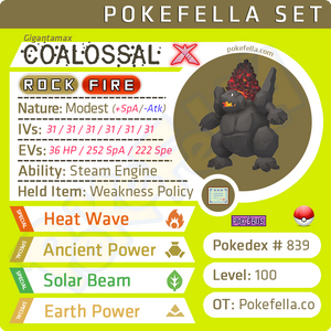 ultra square shiny Gigantamax Coalossal • Competitive • 6IVs • Level 100 • Online Battle-ready