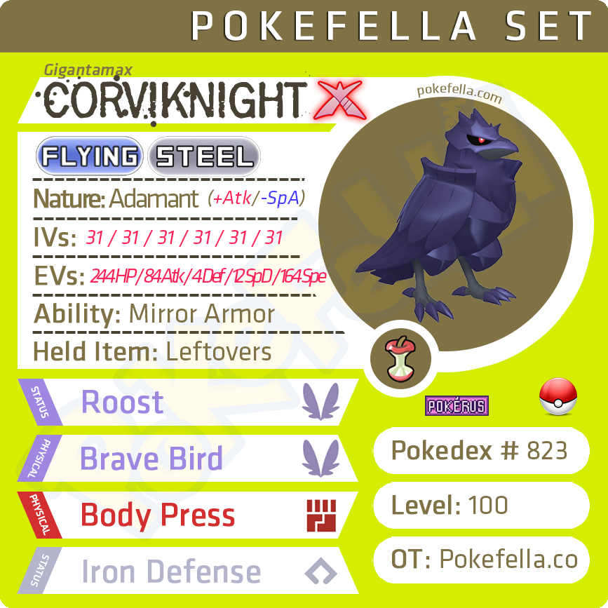 ultra square shiny Gigantamax Corviknight • Competitive • 6IVs • Level 100 • Online Battle-ready