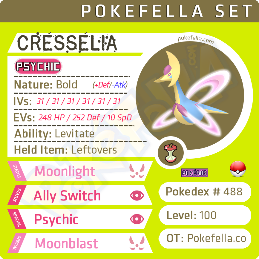 ultra square shiny Cresselia • Competitive • 6IVs • Level 100 • Online Battle-Ready