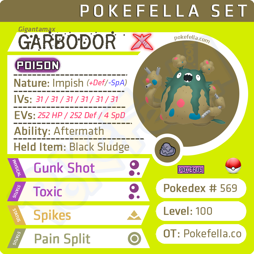 ultra square shiny Gigantamax Garbodor • Competitive • 6IVs • Level 100 • Online Battle-ready