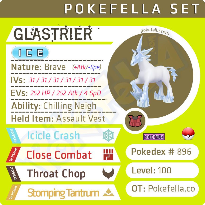 Glastrier • Competitive • 6IVs • Level 100 • Online Battle-Ready