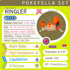 ultra square shiny Gigantamax Kingler • Competitive • 6IVs • Level 100 • Online Battle-ready