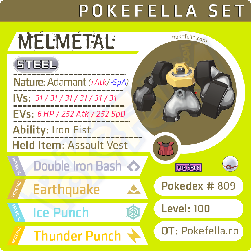 assault vest pokemon card Melmetal • 6IVs • Level 100 • Online Battle-ready • Competitive • Cust | Pokefella