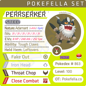 ultra square shiny Perrserker • Competitive • 6IVs • Level 100 • Online Battle-ready