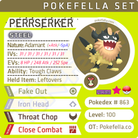 ultra square shiny Perrserker • Competitive • 6IVs • Level 100 • Online Battle-ready