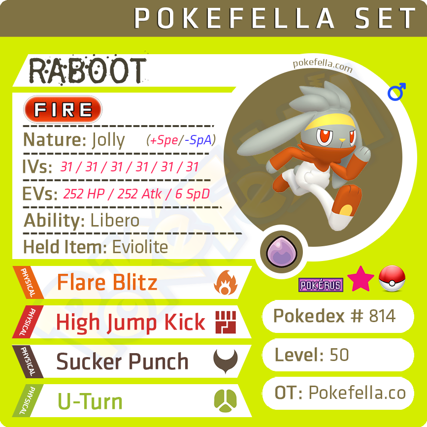 Pokemon Raboot Evolution Level Raboot • Competitive • 6IVs • Level 50 • Online Battle-ready ...