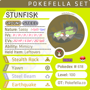 ultra square shiny Galarian Stunfisk • Competitive • 6IVs • Level 100 • Online Battle-ready