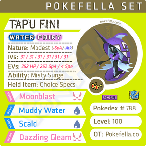 Tapu Fini • Competitive • 6IVs • Level 100 • Online Battle-Ready