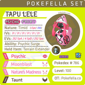 Tapu Lele • Competitive • 6IVs • Level 100 • Online Battle-Ready