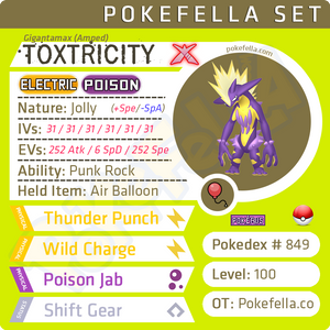 ultra square shiny Gigantamax Toxtricity (Amped & Low Key) • Competitive • 6IVs • Level 100 • Online Battle-ready