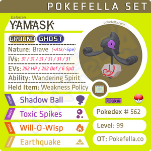 ultra square shiny Galarian Yamask • Competitive • 6IVs • Level 99 • Online Battle-ready