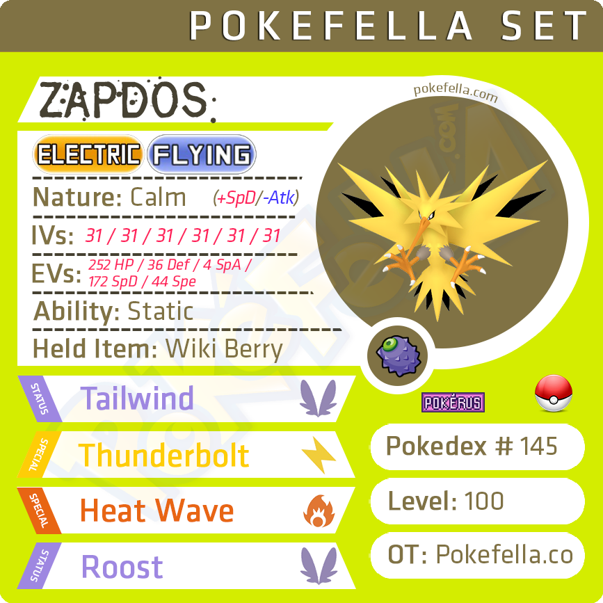 Zapdos • Competitive • 6IVs • Level 100 • Online Battle-Ready