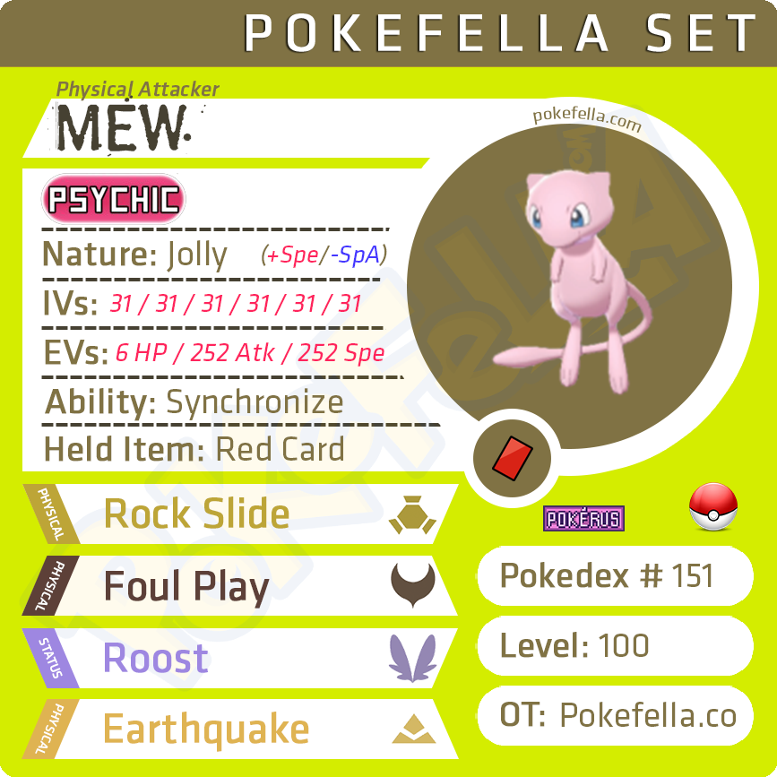 Mew Pokemon R6 Mew • Competitive • 6IVs • Level 100 • Online Battle-ready | Pokefella ...