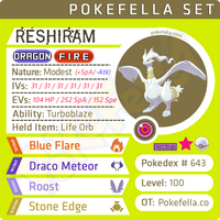 ultra shiny Reshiram • Competitive • 6IVs • Level 100 • Online Battle-ready