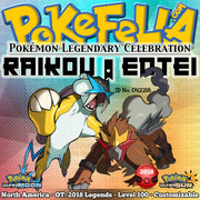 Raikou & Entei • OT: 2018 Legends • ID No. 042218 • Level 100 • Pokémon Ultra Sun & Moon Pokémon Legendary Celebration Distribution 2018