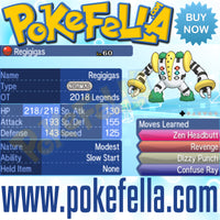 Heatran & Regigigas • OT: 2018 Legends • ID No. 030118 • Level 100 • Pokémon Ultra Sun & Moon Pokemon Legendary Celebration Distribution 2018