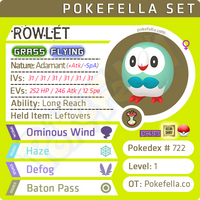 ultra square shiny Rowlet • Competitive • 6IVs • Level 1 • Hidden Ability • Egg Moves