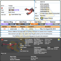 Xerneas & Yveltal • OT: Leyendas2018 • ID No. 050418 • Level 100 • Pokémon Ultra Sun & Ultra Moon Pokémon Legendary Celebration Distribution 2018