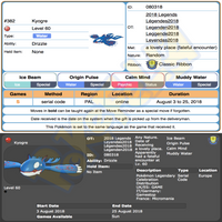 Kyogre & Groudon • OT: Légendes2018 • ID No. 080318 • Level 60 • Pokémon Sun & Moon