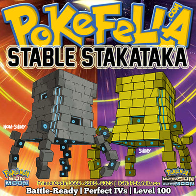 Stakataka, Ultra Beast UB Assembly Shiny 6IVs Outstanding Potential Battle Ready Competitive Pokemon Ultra Moon Ultra Sun Alola Beast Boost Beast Ball Nintendo 2DS 3DS XL Gyro Ball Zen Headbutt Trick Room Rock Slide Leftovers