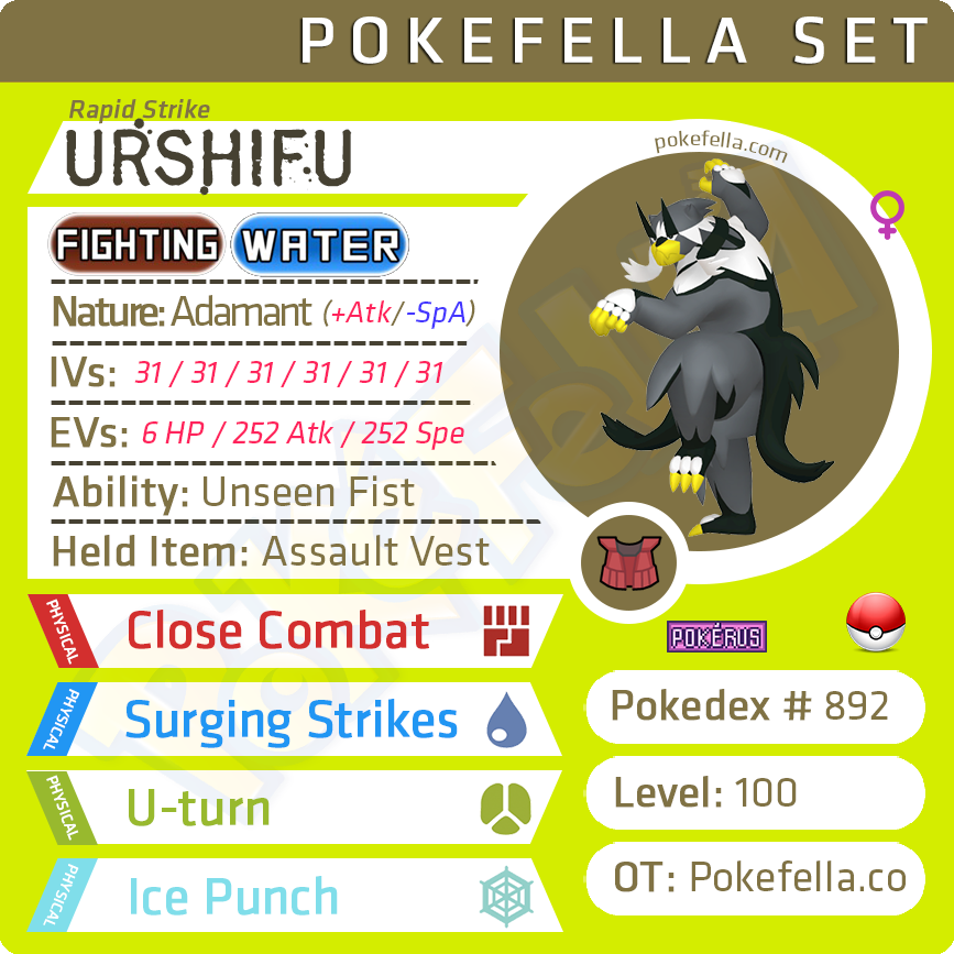 ultra square shiny Urshifu (Rapid Strike) • Competitive • 6IVs • Level 100 • Online Battle-ready