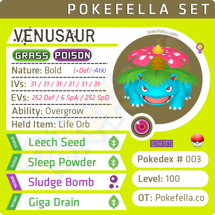 Venusaur • Competitive • 6IVs • Level 100 • Online Battle-ready